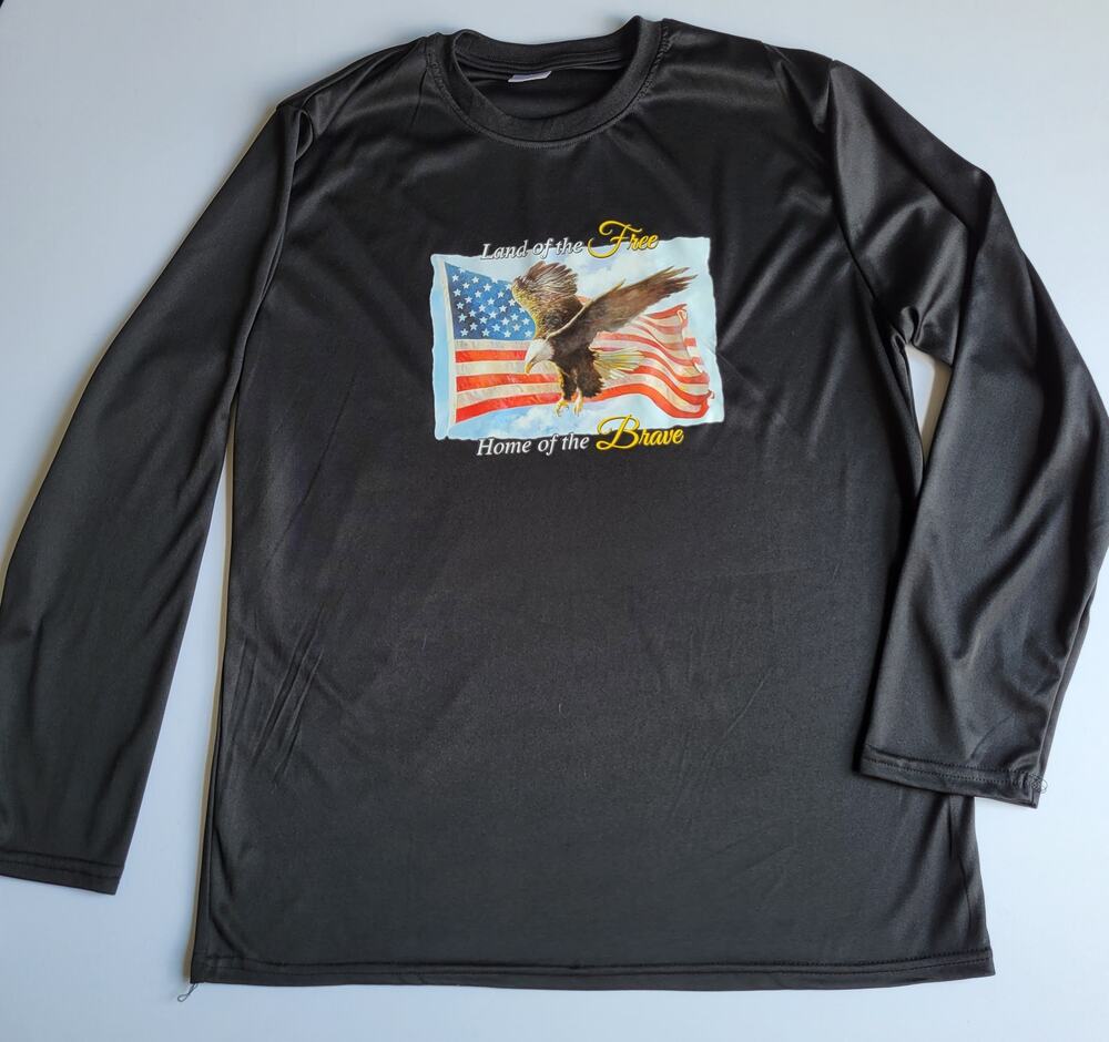 Land of the Free Long-Sleeve Black T-shirt - Women's Large